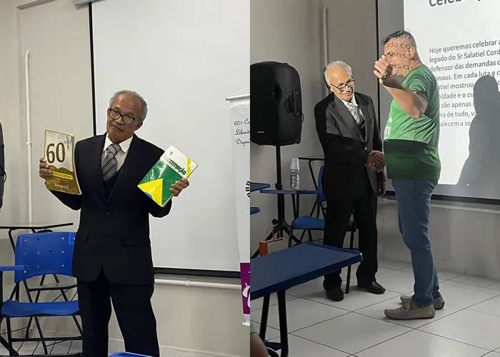 Salatiel Cordovil, Decano Salatiel Cirilo Cordovil dos Reis,  Recebe Homenagem dos Alunos do Curso de Educador Social do Envelhecimento Realizado pela FUnATI - Fundação Universidade Aberta da Terceira Idade.

Em uma apresentação realizada no dia 29 de Novembro de 2024, (Terça-feira) proposta pela Orientadora Mestre em Gerontologia Márcia Batista Santoro,  os alunos realizaram uma  cerimônia  marcada pela emoção e reconhecimento.

Os alunos do curso de Educador Social do Envelhecimento da Fundação Universidade Aberta da Terceira Idade (Funati) prestaram uma homenagem especial ao Decano Salatiel Cirilo Cordovil dos Reis, Conselheiro de Saúde na Unidade  Gebes de Medeiros Filho (membro mais antigo de uma instituição). 

Salatiel Cirilo Cordovil , hoje atua também como Relações Públicas do Fórum  Estadual e também Nacional da pessoa Idosa, Vice Presidente do grupo de Idosos Unidos em Cristo e reconhecido como o repórter mais idoso de Manaus atuando na 87,9, desde 2019 como repórter popular levando informações da comunidade para o público. 

O evento, realizado na sede da instituição em Manaus, foi uma oportunidade para os alunos expressarem sua gratidão e respeito ao decano, que tem sido um incansável defensor das demandas e dos direitos da pessoa idosa na região.

Durante a homenagem, os alunos destacaram o impacto significativo de Salatiel Cordovil na formação de profissionais e na construção de uma sociedade mais inclusiva e sensível às necessidades do envelhecimento. 

Ele nos inspira a lutar, a enxergar o idoso como protagonista de sua própria história, e a entender o papel transformador que podemos desempenhar na sociedade, comentou um dos alunos durante o evento.

A trajetória de Salatiel Cirilo Cordovil dos Reis é marcada pelo comprometimento e pela dedicação em prol da qualidade de vida da população idosa. Ao longo dos anos, ele tem promovido inúmeras iniciativas e ações voltadas para a valorização e inclusão social dos idosos, sendo referência no Amazonas para aqueles que buscam atuar na área do envelhecimento com compromisso e ética.

Por meio de sua liderança e sensibilidade, o sr  Salatiel tem levado a voz da Pessoa idosa às esferas mais altas, assegurando que suas necessidades façam não apenas ouvidas, mas respeitadas e atendidas. Ele é mais do que um representante; é um amigo, um conselheiro e, principalmente, um símbolo de esperança e luta para que a cidade de Manaus seja cada vez mais inclusiva e acolhedora com seus idosos.

Salatiel Cirilo Cordovil dos Reis  acompanhou  a promulgação da Constituição Federal de 1988, onde foi um marco significativo para os direitos da pessoa idosa no Brasil, e figuras influentes como o Dr. Bernardo Cabral, que foi o relator-geral da Assembleia Constituinte, tiveram um papel importante nesse processo. E o sr Dr. Euler Ribeiro  reconhecido no campo da geriatria e gerontologia, contribuindo para avanços na saúde e na qualidade de vida da pessoa idosa.

, Senescência , Hábitos saudáveis , em, Educador Social 60+